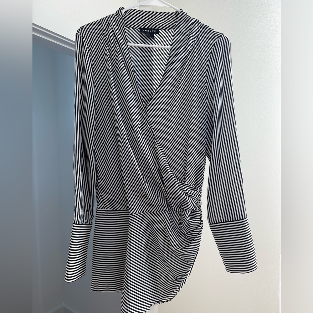 Black and White Striped Women's Top